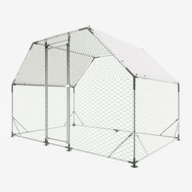 9.94 Ft. X 6.46 Ft. X 6.36 Ft. Metal Large Chicken Coop Walk-in Poultry Cage Run Flat Shaped With Waterproof Cover