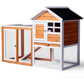 House Type With Running Ladder, Orange-red, Wooden Chicken Rabbit Cage
